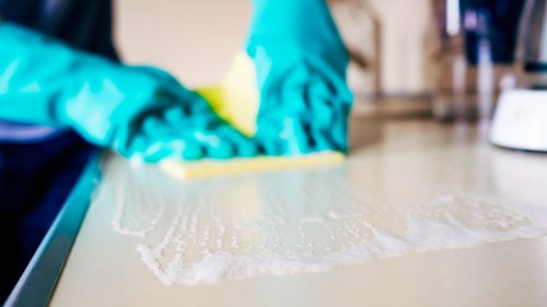 Final stage of a deep deep cleaning routine with a spotless room