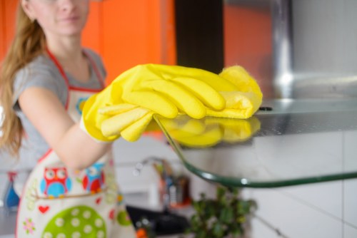 Removing baked-on grease from a built-in oven